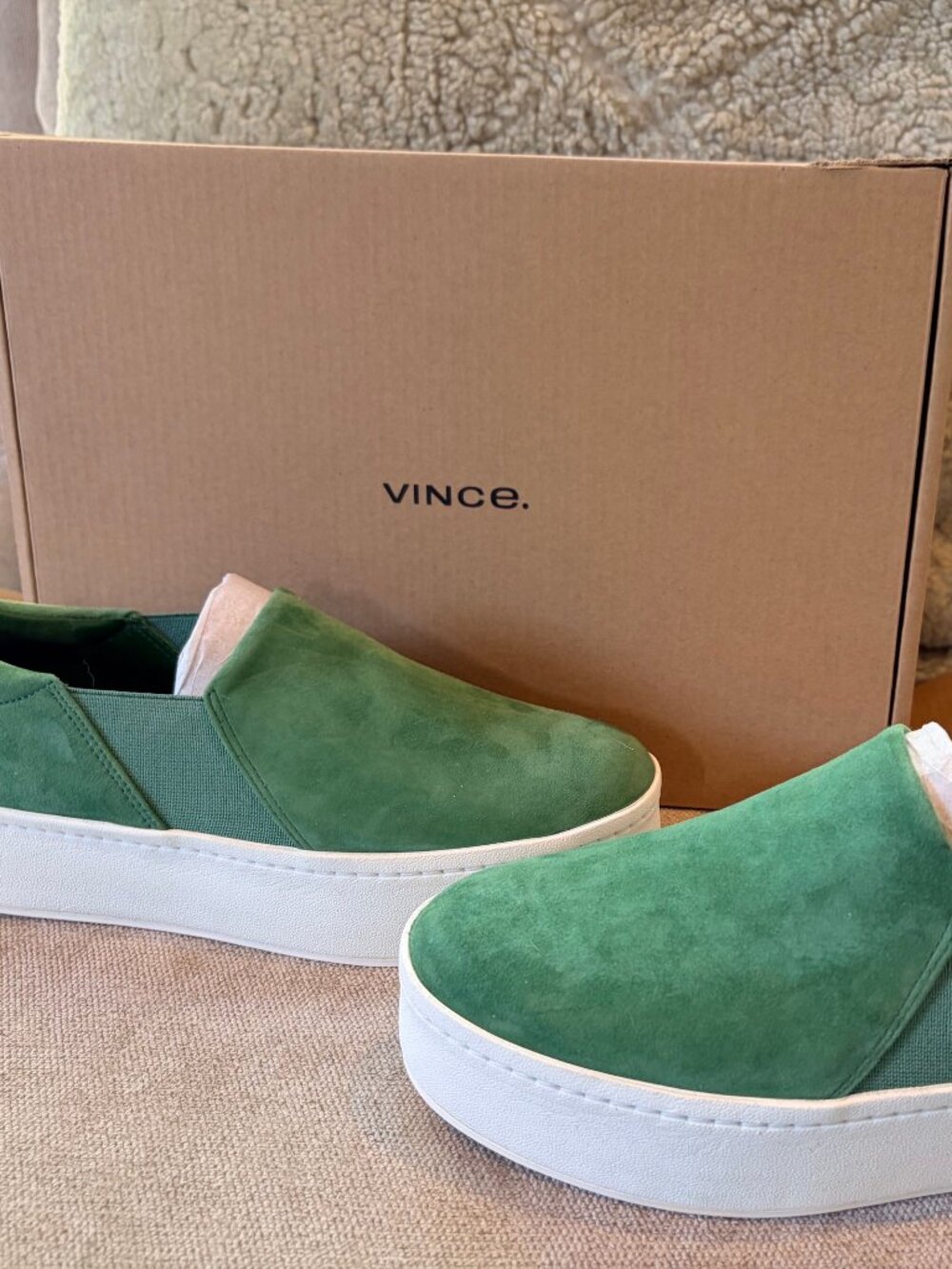 Vince Warren Slip On Platform Sneakers Palm Leaf Green NIB - Picture 6 of 8